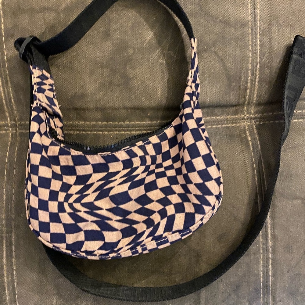 Mini BAGGU  cprecesnt  Black and Cream Checkered Shoulder Bag